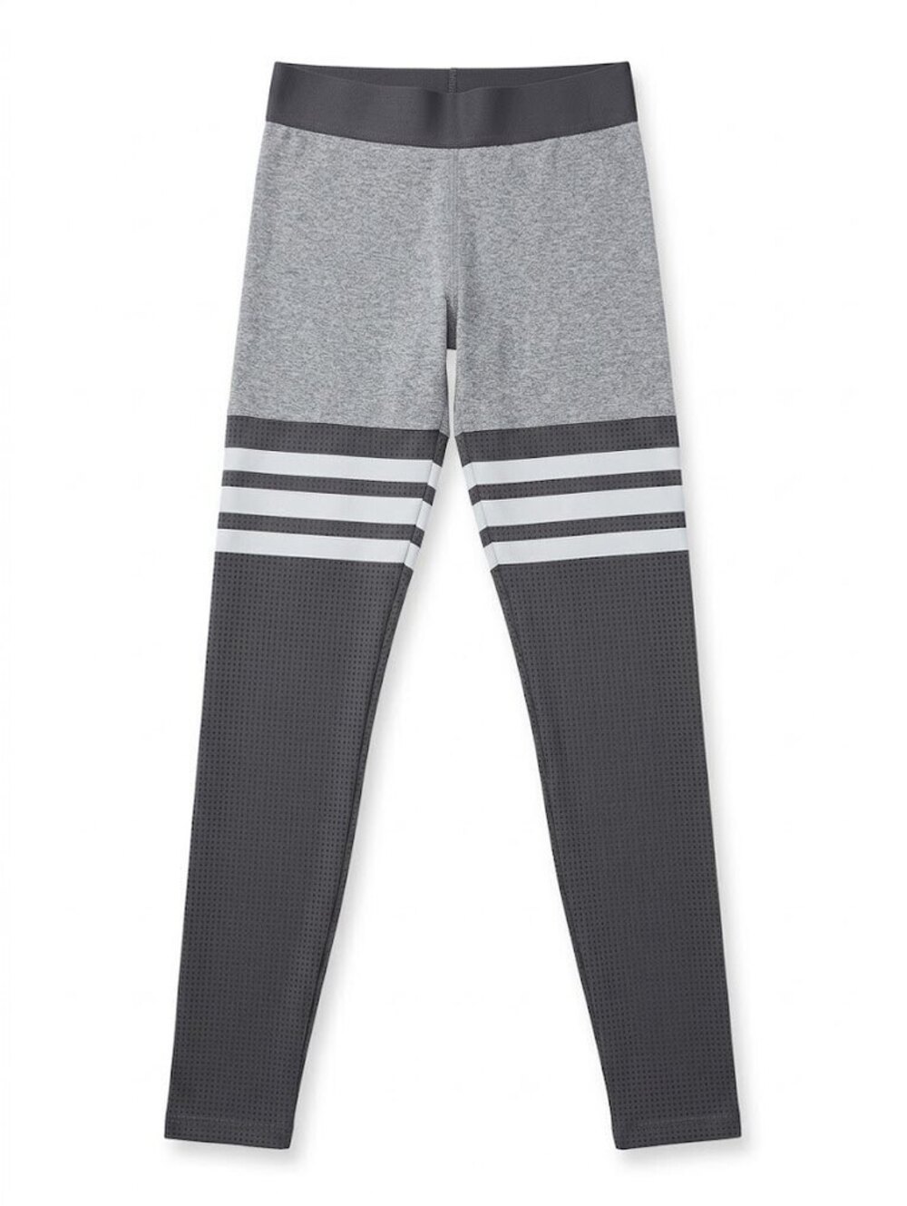 Bombshell Sportswear Thigh High Sock Leggings Heather Gray White Stripe Small